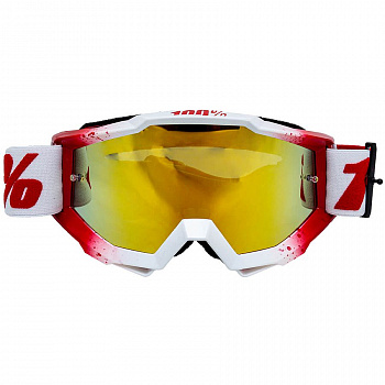Очки для мотокросса 100% (Replica) красный-белый зеркальная линза