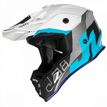 Шлем кроссовый JUST1 J38 Korner (синий-белый матовый, L)