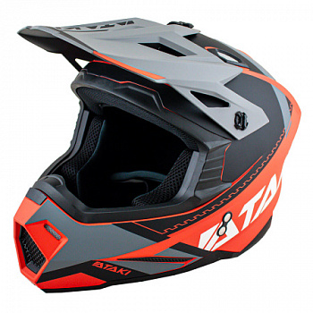 Шлем кроссовый ATAKI JK801 Valor (красный-серый матовый, L)