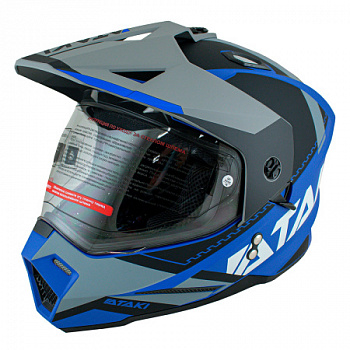 Шлем мотард ATAKI JK802 Splash (синий-серый матовый, L)
