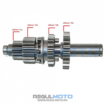 Вал КПП первичный YX 125, Five, Pilot e-starter Питбайк